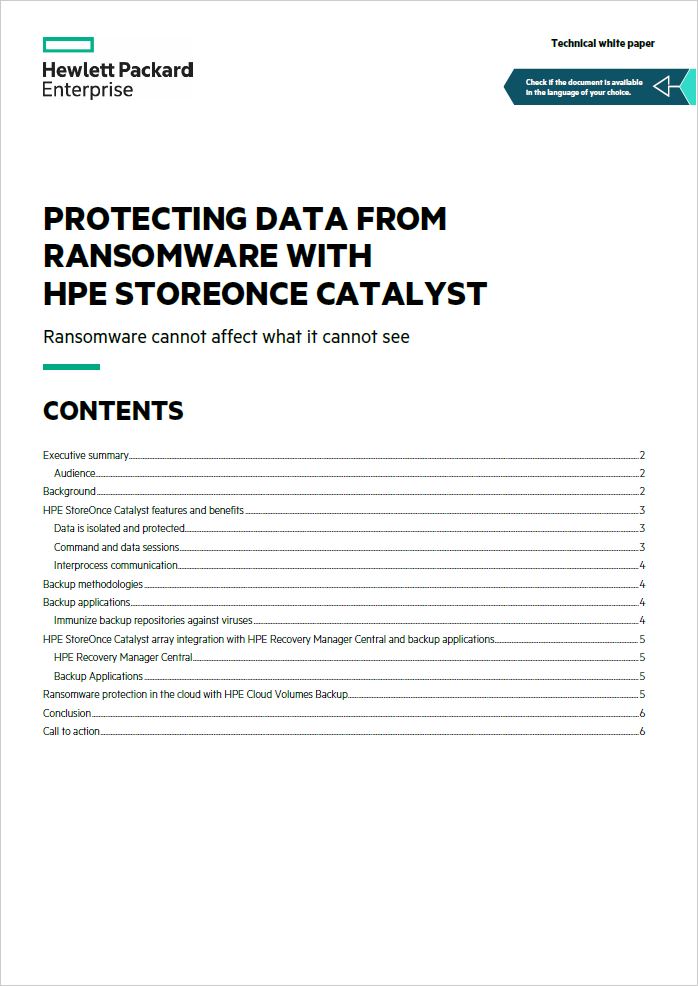 Protecting Data from Ransomware with HPE StoreOnce Catalyst