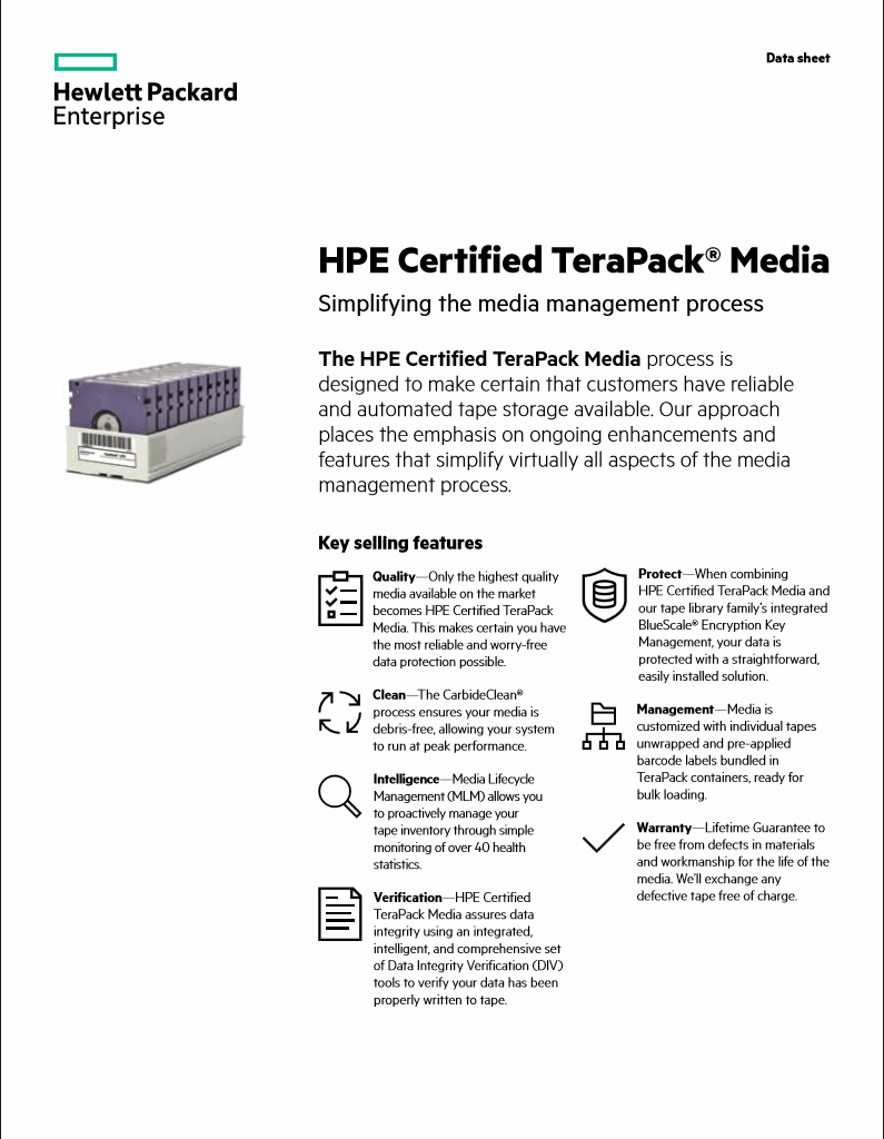 HPE Certified TeraPack Media DataSheet